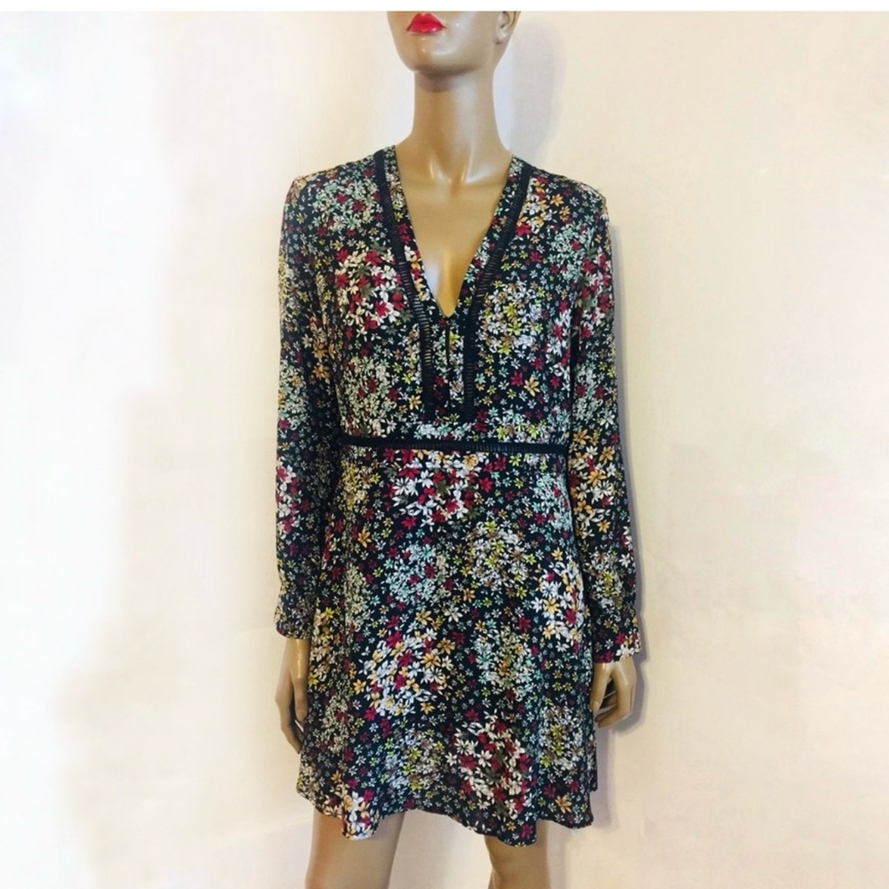 Topshop Floral Print Dress - Black and Multicolor
